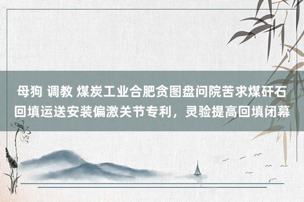 母狗 调教 煤炭工业合肥贪图盘问院苦求煤矸石回填运送安装偏激关节专利，灵验提高回填闭幕