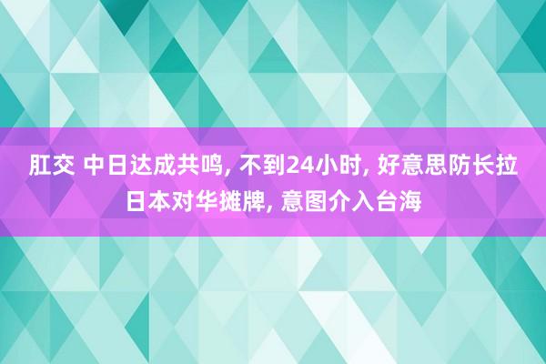 肛交 中日达成共鸣, 不到24小时, 好意思防长拉日本对华摊牌, 意图介入台海